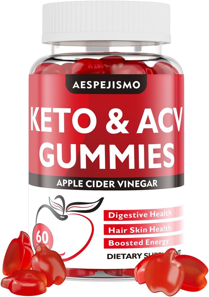 Keto ACV Gummies - Apple Cider Vinegar Gummies with B12 for Energy &amp; Wellness, 1500mg, Supports Ketosis, for Women &amp; Men, Vegan, Gluten-Free, 60 Gummies