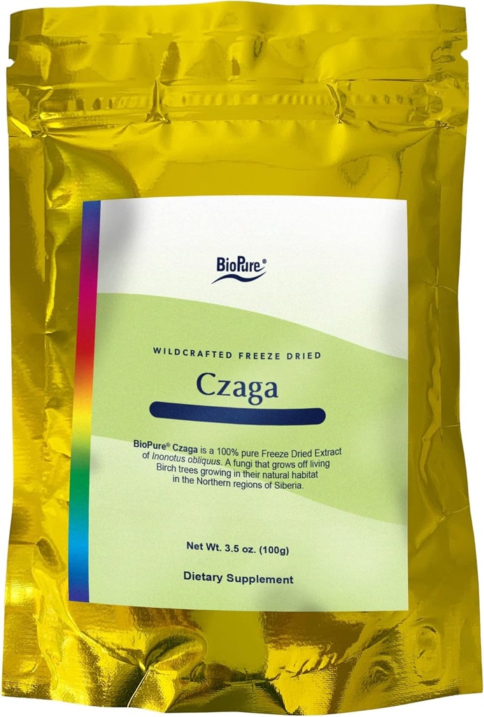 BioPure Czaga Freeze Dried Siberian Extract – Potent Powdered Chaga Mushroom Rich in Beta-Glucans to Support Liver, Immune &amp; Gastrointestinal Function, and Assists with Body’s Stress Response – 100g