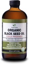 Aceite de semilla negro orgánico - USDA Certified Cold Presionado de vidrio Botella Más 1.5% Timoquinone 3X fuerza Negro turco Cumin Nigella Sativa no GMO 100% Aceite de color negro puro (32oz de vidrio (2X16) Botella)