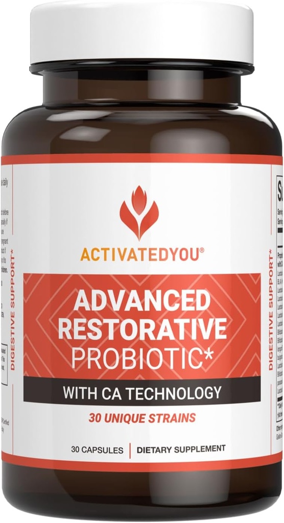 ACTIVATEDYOU Advanced Restorative Probiotic for Daily Use- 30 Strain Digestive Gut Health & Immune Function Support- Acidophilus Supplement for Radiant-Looking Skin (30 cápsulas)