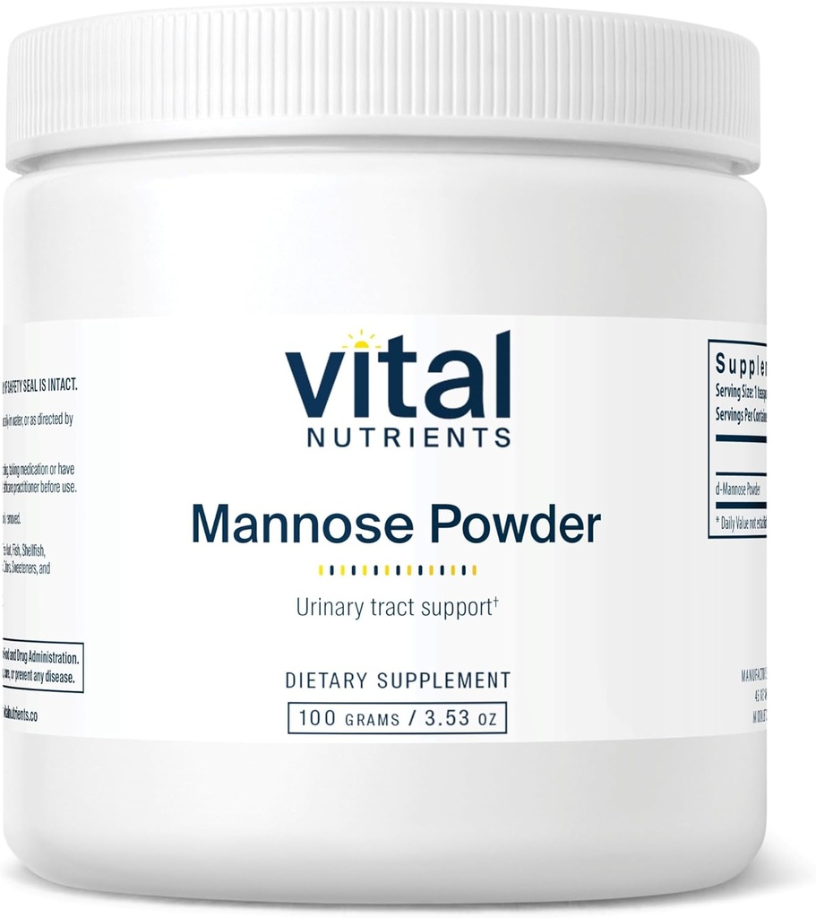 Vital Nutrients Mannose Powder 100g ← Vegan D-Mannose Suplemento para el apoyo a la tract y la vejiga urinaria TEN Gluten, Dairy, Soy Free ← Non-GMO Silencio 50 Servings