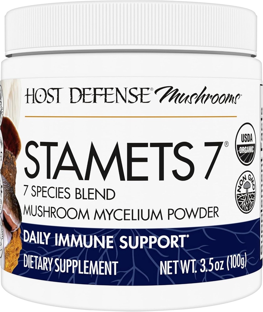 Host Defense Stamets 7 Mushroom Powder - 7 Especies Blend - Mushroom Supplement for Immune Support with Royal Sun Blazei, Cordyceps, Reishi, Maitake, Lion's Mane, Chaga & Mesima - 3.5 oz (66 Servings)*