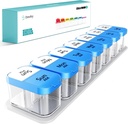 Organizador de gran pill Daviky 2 veces al día - XL Pill Box 7 Day, Big Vitamin Holder con 7 Compartimientos de AM/PM desmontables, gran contenedor de suplemento para uso semanal o diario (Blue)