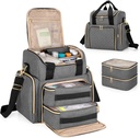 LUXJA Bolsa grande de medicina con 2 casos extraíbles, bolsa de almacenamiento de medicamentos con secciones de almacenamiento múltiple (apto para viajar o casa), Gray