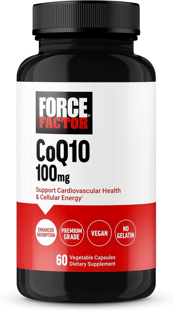 FACTOR FACTOR CoQ10 100mg, Coenzyme Q10 Suplemento de salud cardíaca con absorción aumentada, Coq 10 de Grado Premium, Vegan, Dairy Free, Gluten Free y Non-GMO, 60 cápsulas vegetales
