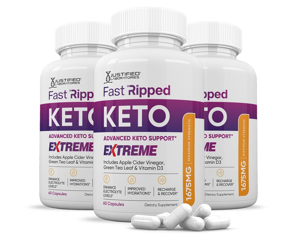 (3 Pack) Fast Ripped Keto ACV Extreme Pills 1675MG Keto Support Blend Capsule Alternative to Keto ACV Gummies Formulated Apple Cider Vinegar Extra Virgin Olive Oil Powder Green Tea Leaf 180 Capsules