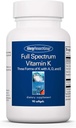 Allergy Research Group Full Spectrum Vitamin K - Vitamina K1 y K2 Suplemento, Complejo de vitamina K, MK-4, MK-7, Vitamina D3, Vitamina A - 90 Con