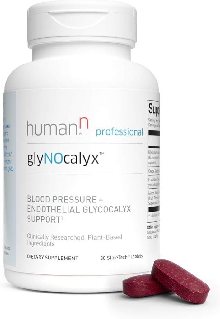 Tablas de gliconocalyx humano - Endothelial Glycocalyx, Circulación & soporte de óxido nítrico - Ajo negro, extracto de semilla de uva, Complejo Fucoidan-Polyphenol – 30 conteo