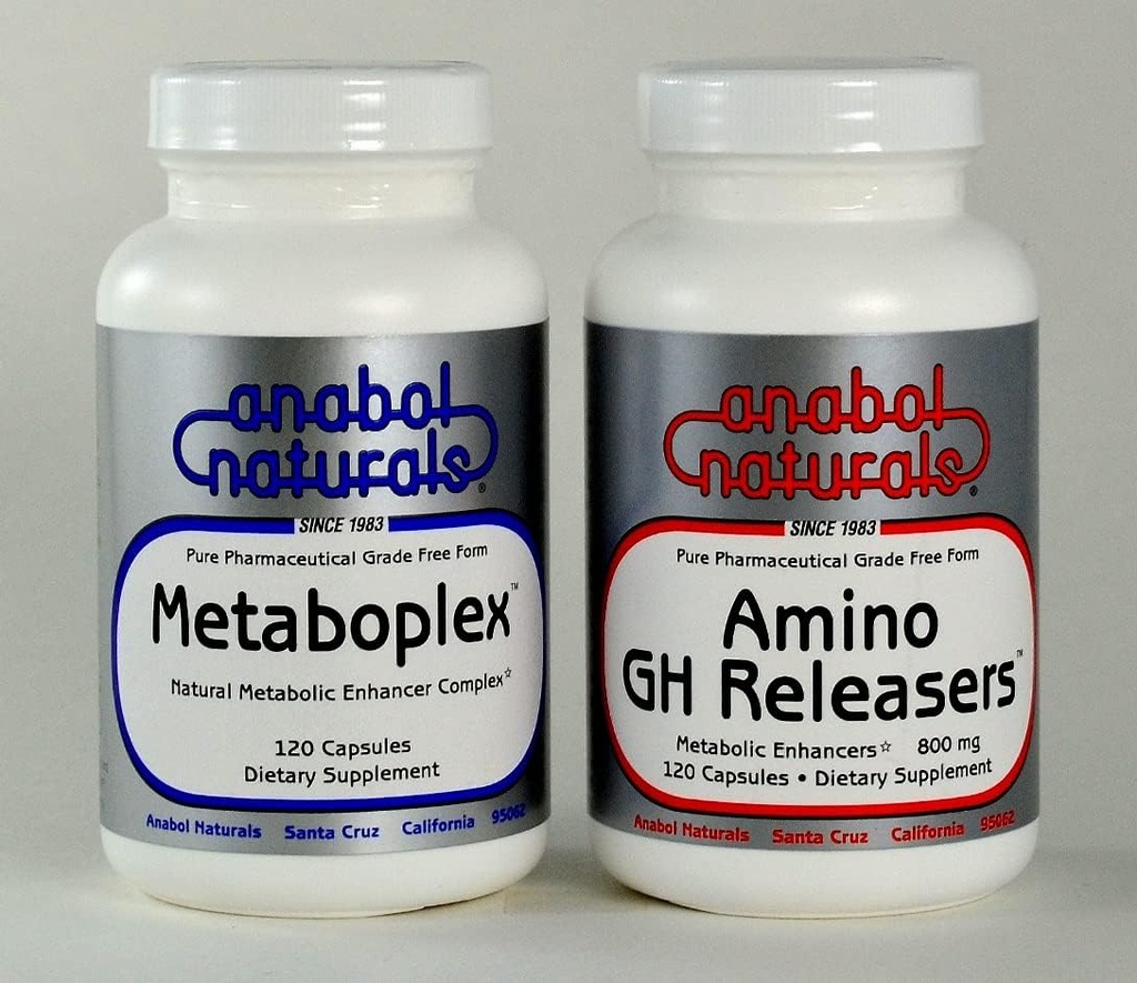 Anabol Naturals Meta GHR Stack: Metaboplex 120 caps, 600 mg and Amino GHReleasers120 caps, 800 mg