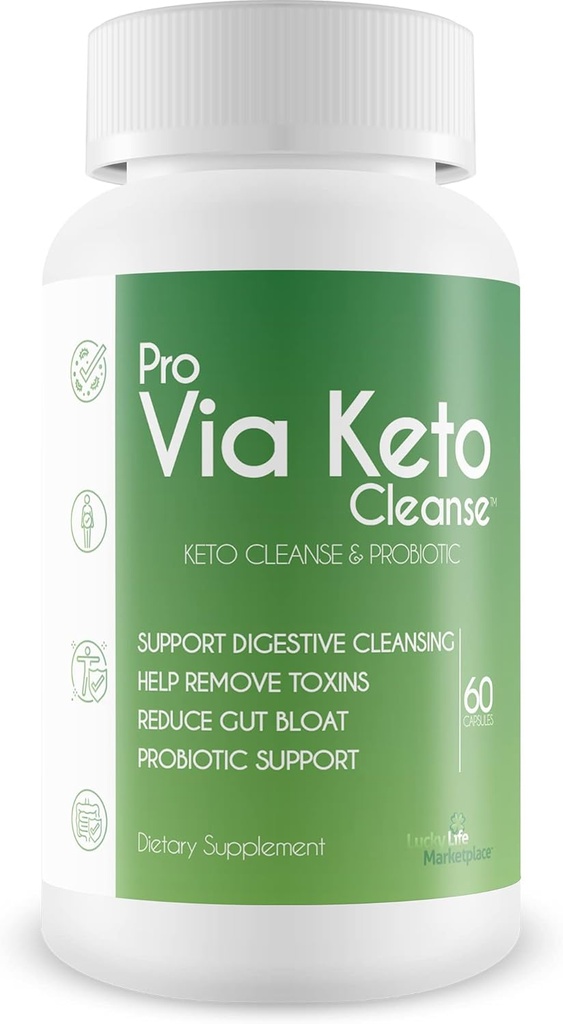 Pro Via Keto Cleanse - Help Remove Toxins & Impurities - Plant-Based Natural Keto Cleanse with Probiotic Support - Support Digestive Cleaning " Reduced Gut Bloat - Aid Waste Removal " Detoxification