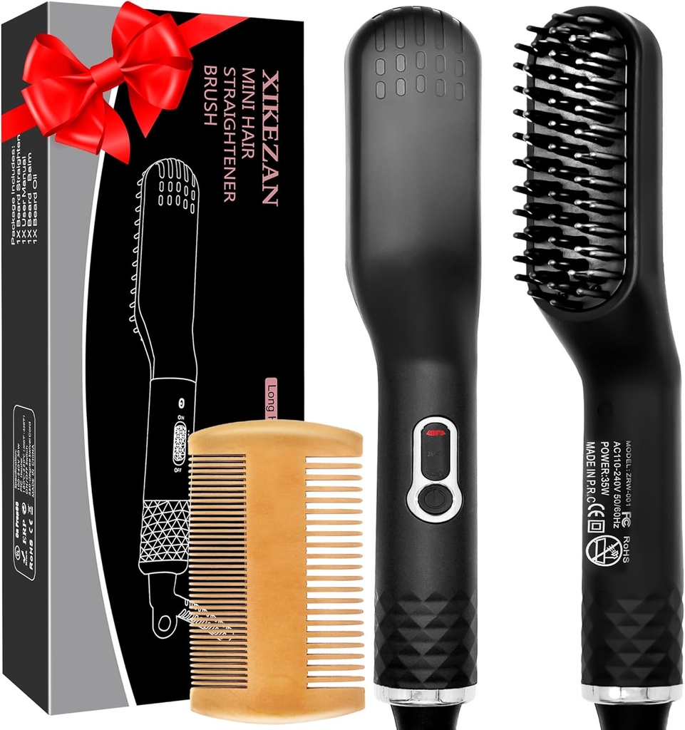 Beard Straightener for Men,Premium Heated Beard Brush w/Anti-Scald Feature,Beard Straightening Comb,Unique Fathers Day Birthday Valentines Gifts for Men Him Dad Boyfriend Christmas Stocking Stuffers