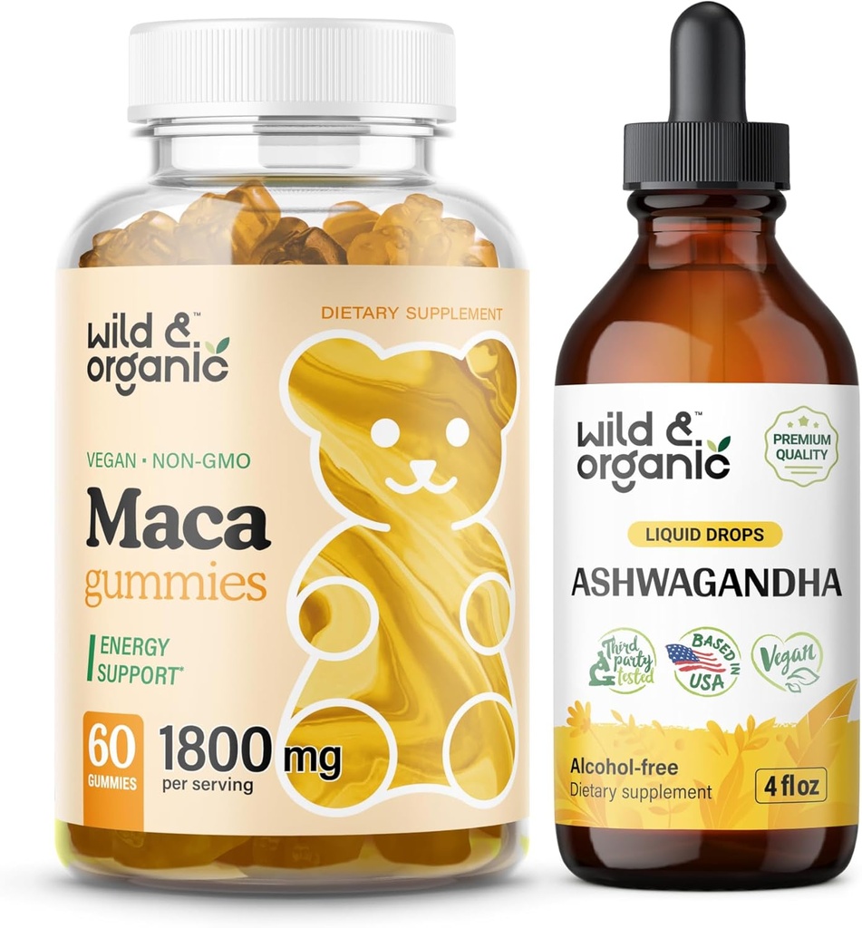 Wild & Organic Maca Root Gummies & Ashwagandha Tincture 4 fl oz