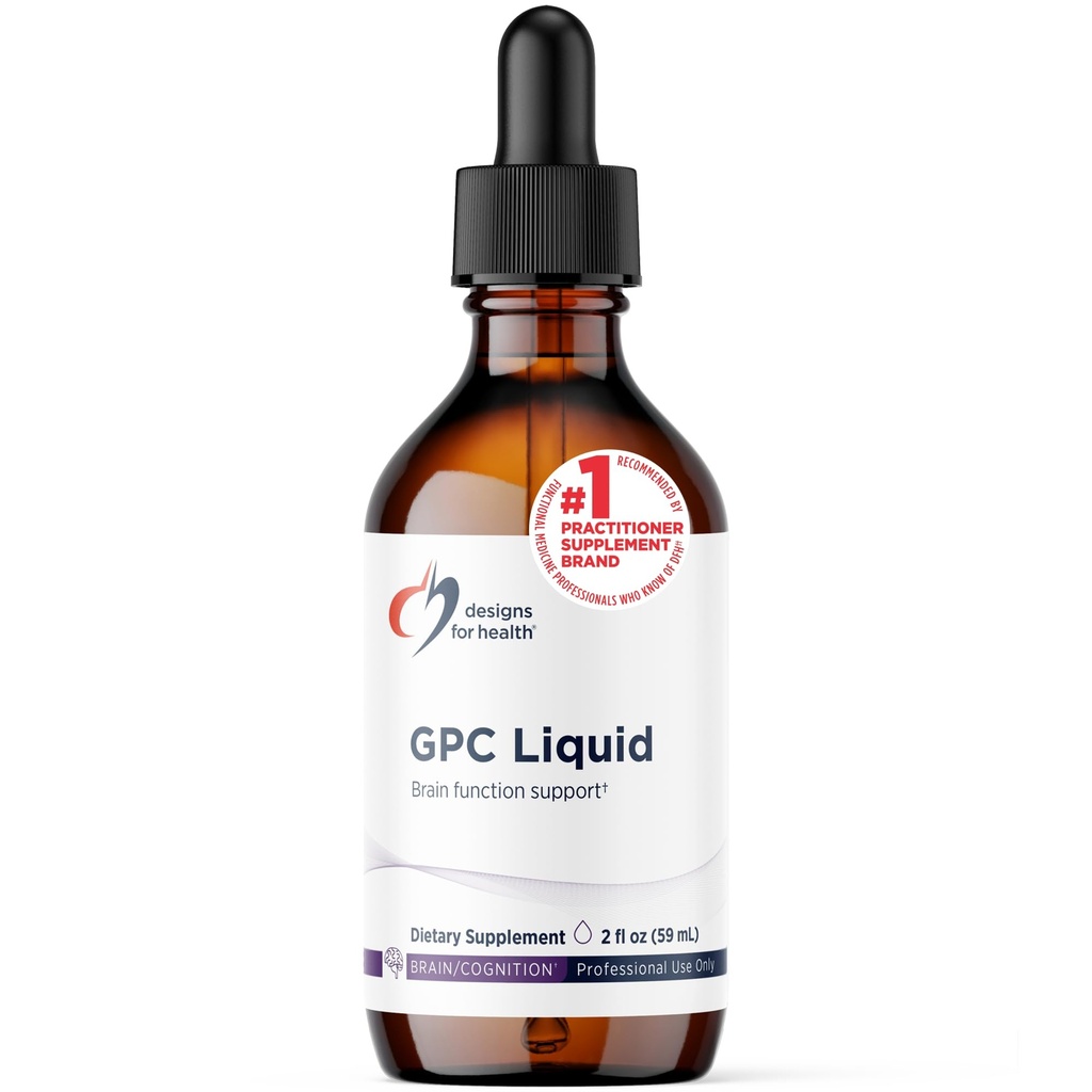 Diseños para gotas líquidas GPC de Salud - 600mg Soy gratis alfa Glycerofosfocolina Suplemento, no GPC de GPC de la Lecitina de girasol - Apoyos Función cerebral saludable (30 Servimientos / 2oz)