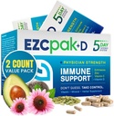 EZC Pak 5-Day Immune System Booster con Echinacea, Vitamina C, Zinc &amp; Vitamina D - Tapered Immune Support Supplement for Adults - Support Immunity, Easy Travel-Size Supplement Pack - (Pack of 2)