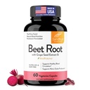 Sandhu's Beet Root Powder Capsules with Bioperine sometida Beetroot with Black Pepper &amp; Grape Seed Extract Anterior 60 Capsules, 30 Days Supply Previous Made in The USA