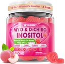 Inositol Gummies for Women + Chasteberry, Myo-Inositol & D-Chiro Inositol 2000mg + 50mg Ideal 40:1 Ratio with Methylated B12 &amp; Folate, Choline, Magnesio, Vitamina D3 para salud general, Pack de 2