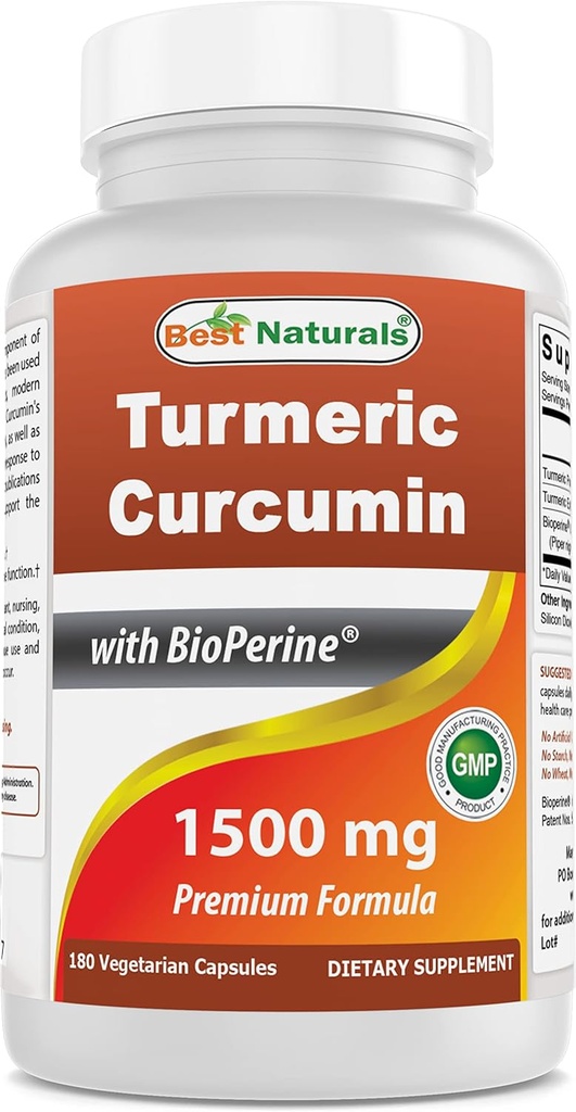 Mejores Naturales Turmeric Curcumin 1500mg/Serving with Bioperine - 180 Veggie Capsules