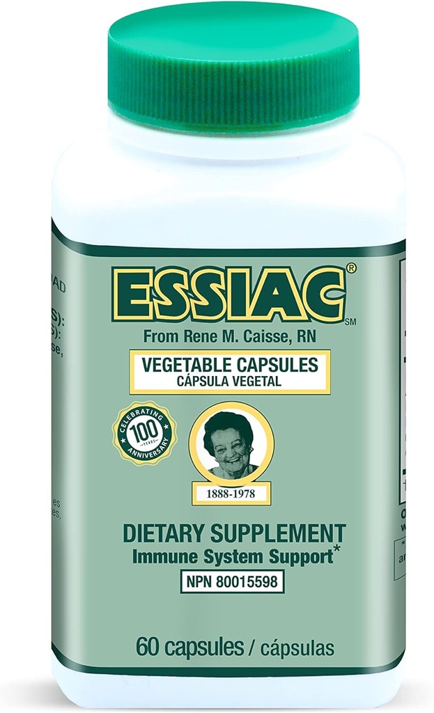 ESSIAC Tea All-Natural Herbal Extract Capsules – 60 Capsules ← Poderoso Antioxidante Blend para ayudar a promover la salud general " Well-Being peru Original Formula Desde 1922