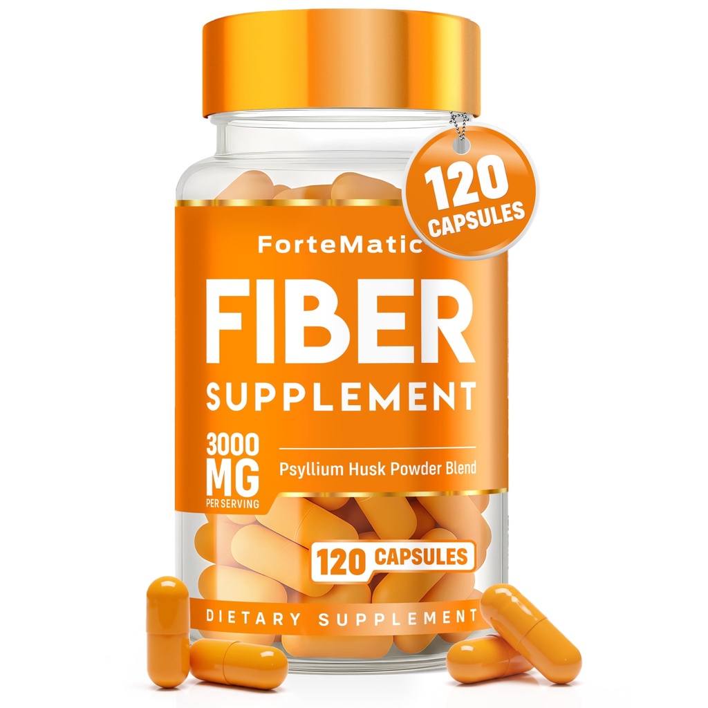 Estados Unidos más fibra rica Suplemento 120 cápsulas Mega Dose 3000mg Blend Psyllium Husk, Aloe Vera, Chia Seed " Flaxseed Powder Gut Health, Limpieza, Estreñimiento