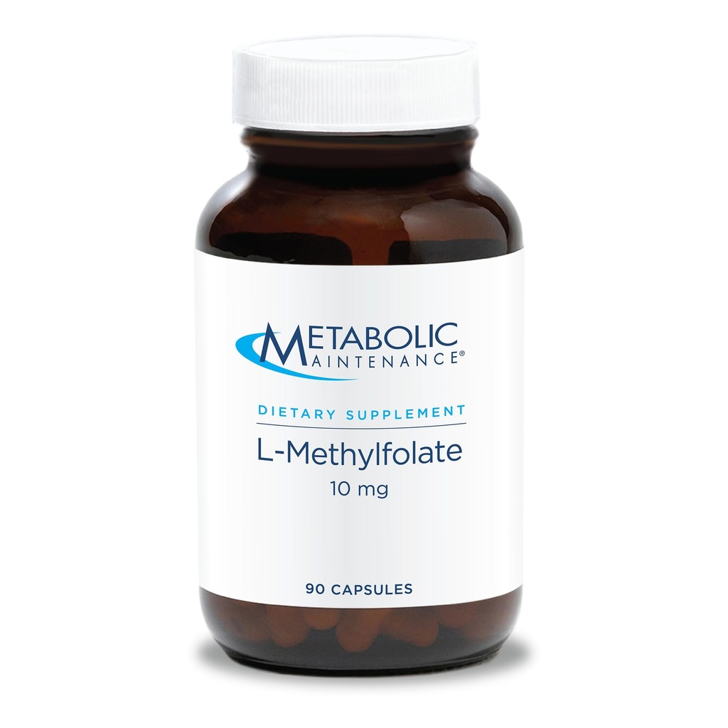 Mantenimiento metabólico L-Methylfolate 10 mg - L Methyl Folate, Methylfolate Suplemento para Hombres Mujer, Methylated Vitamin B9 (5-MTHF) para la salud cerebral, el foco y la calma - 90 cápsulas (Pack of 1)