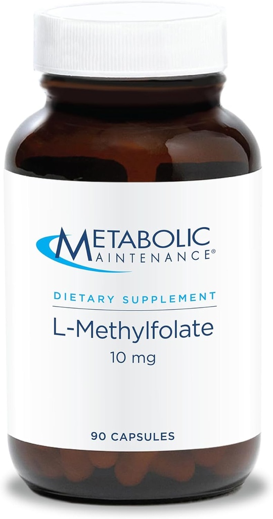 Mantenimiento metabólico L-Methylfolate 10 mg - L Methyl Folate, Methylfolate Suplemento para Hombres Mujer, Methylated Vitamin B9 (5-MTHF) para la salud cerebral, el foco y la calma - 90 cápsulas (Pack of 1)