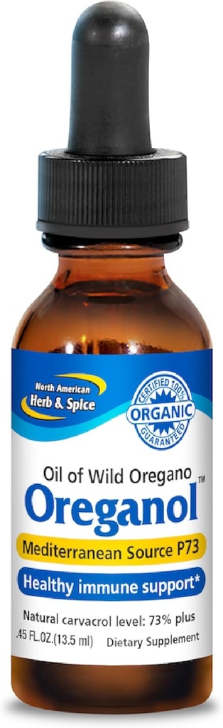 NORTH AMERICAN HERB " SPICE Oreganol - 0.45 fl. oz. - Aceite de orégano salvaje, orgánico - Fuente Mediterránea P73 - Non-GMO - 194 Servimientos