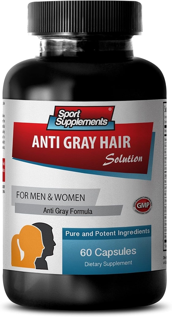 Eliminar el cabello gris - Anti-Pelo gris Fórmula natural para hombres y mujeres - Suplemento de la biotina - suplemento del cabello anti-gris, reversal del cabello gris herbal, inverso suplemento de la oscuridad del cabello gris, 1B 60 cápsulas