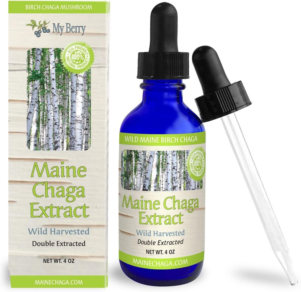 Chaga Mushroom Extract Liquid ← 4oz Silencio Tincture ← 100% Wild-Harvested " Double Extraction ← Canadian Grown