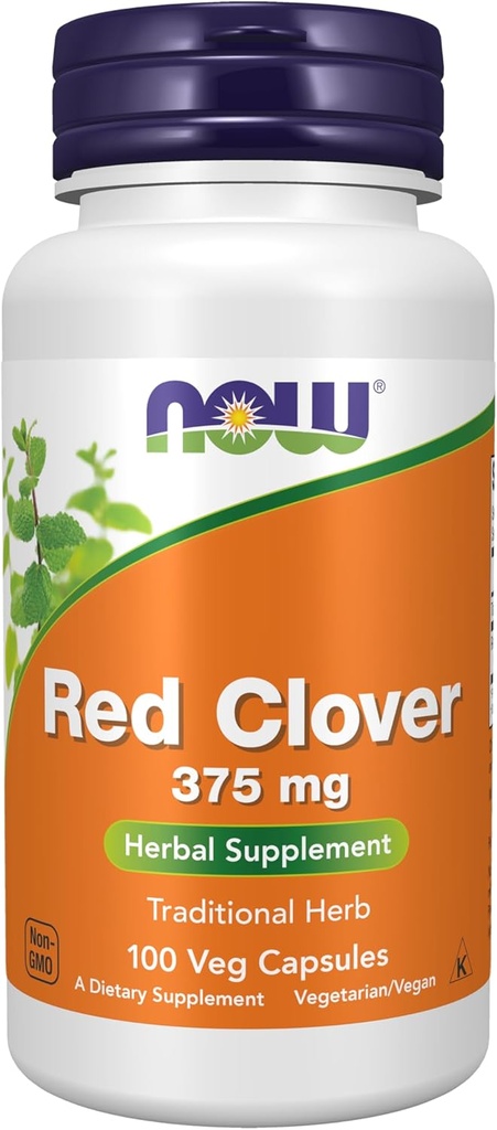 AHORA Suplementos de alimentos, Clover rojo (Trifolium pratense) 375 mg, Suplemento herbal, 100 cápsulas de verduras