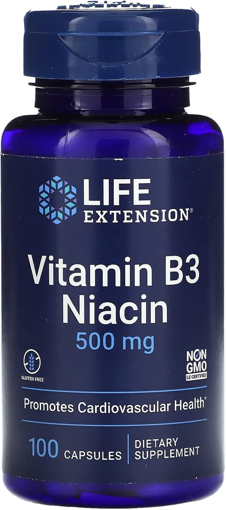 Vitamina B3 Niacina, 500 Milligram, 100 cápsulas