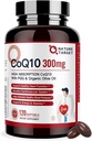 NATURE TARGET CoQ10-300mg-Softgels + PQQ con Orgánica-Olive-Oil - Alta Absorción-Coenzyme-Q10 - Antioxidante-por-Heart-Health y Apoyo Inmunitario, Producción Energética, 120 Servimientos
