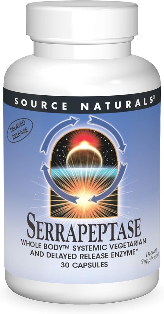 Fuente Natural Serrapeptase - Delayed Release Enzyme - 30 Vegetarian Capsules