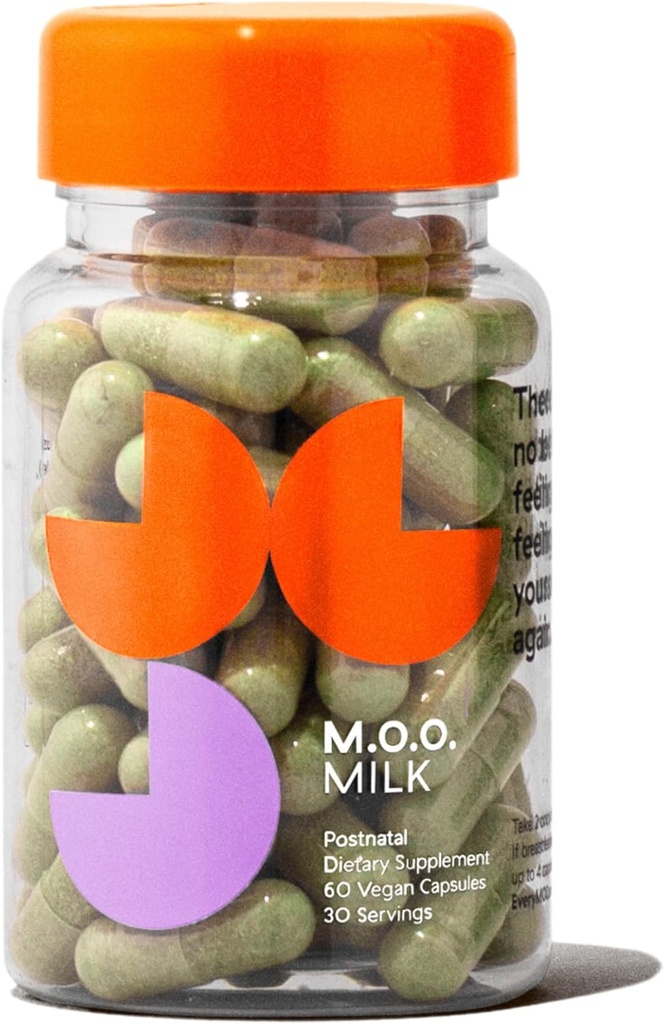 M.O.O. Vitaminas posnatales con apoyo a la lactancia - Recuperación posparto, Suplemento de lactancia para las mujeres que amamantan, 7-Ingredientes Superalimentos Fórmula postnatal, sobreviene Equilibrio hormonal 60 cápsulas
