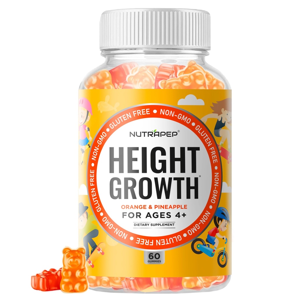 Adolescentes aumento de altura Suplemento Gummies - Los niños crecen más alto aumento de altura natural multivitamínico - con calcio vitamina D3 K2 Zinc L-Arginina L-Glutamine L-Ornithine para niños niñas