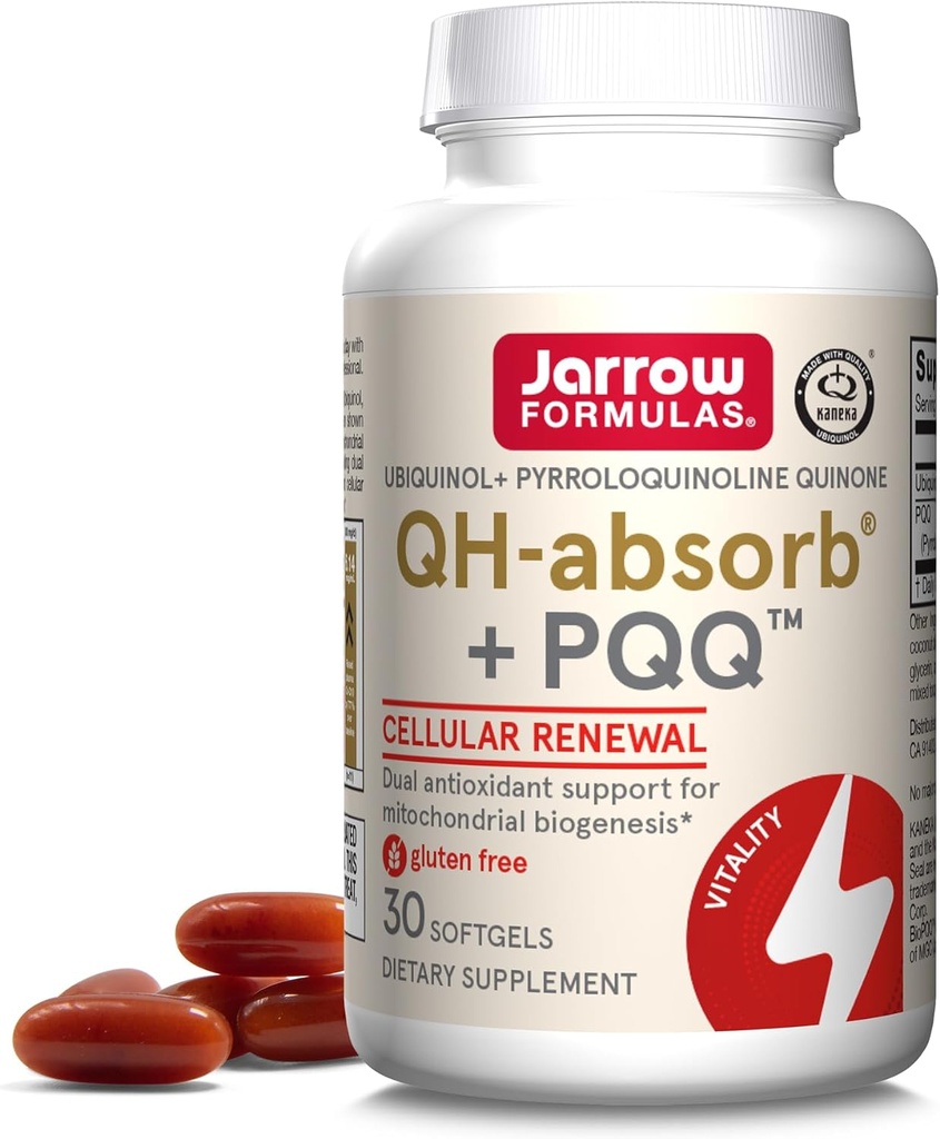 Fórmulas Jarrow QH-absorb + PQQ - 30 Softgels - Suplemento dietético Soporta Biogénesis Mitocondrial, Producción Energética & Salud Cardiovascular - Hasta 30 Servimientos