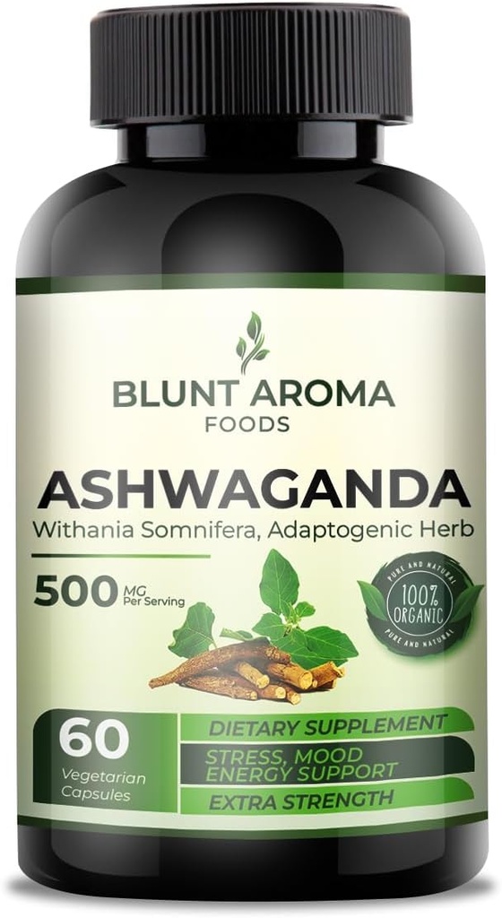 Cápsula de Extracto de Ashwagandha - Gran Fuerza 5200mg de Polvo. Rota de jengibre, Curcumina Turmérica, Alkanet Root y Black Pepper - 60 cápsulas - 2 mes de suministro
