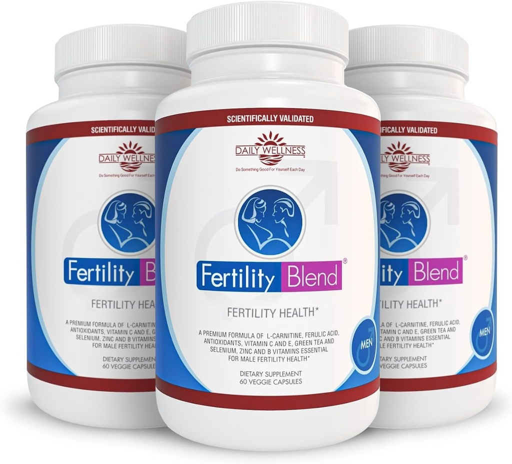 Bienestar diario para hombres - Suplementos de fertilidad masculina, píldoras de vitamina Blend - Conteo masculino Preconcepción para él - Suplementos de fertilidad para hombres - 60 cápsulas, 3 paquete