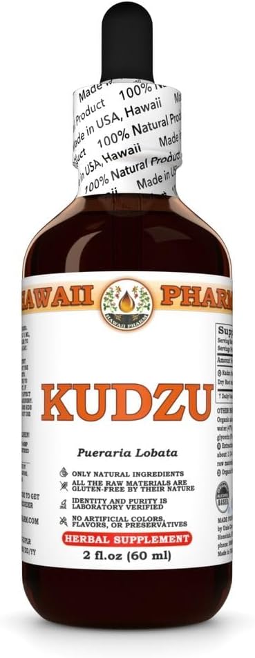 Hawai Pharm Kudzu Extracto, Tintura para el bienestar del hígado, promueve la función del corazón, apoya el equilibrio cardiovascular, protege el hígado del daño oxidativo, calma la tensión de la cabeza - 2 fl.oz