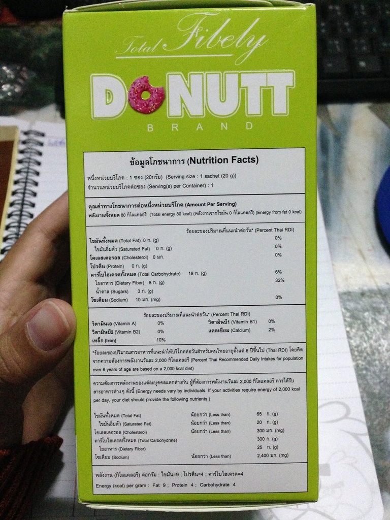 3 caja Detox Total Fibely Donutt Brand Detoxification Care &amp; Cleaning Colon and Excretory Fibely Detox, Drink Healthy Lemon Flavor Wash Residue Skin Bright 10 Sachet (20g./1Sachet)