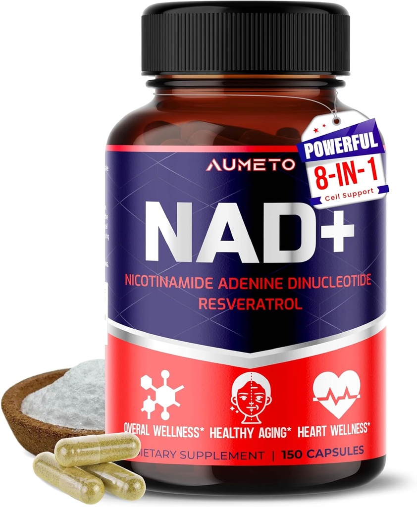 NAD + 350 mg con Trans-Resveratrol, Quercetin & Rhodiola – Energía celular, Envejecimiento saludable y bienestar cardíaco – 90 cápsulas – No GMO, Hecho en EE.UU.