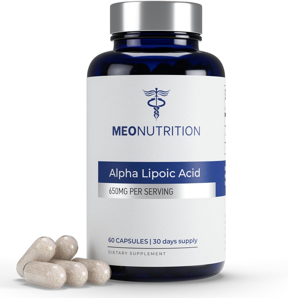 Alfa Lipoic Acid 650mg – 60 cápsulas ← No GMO, Gluten-Free, GMP Certified ← Apoya la salud antioxidante " Metabólica Wellness " Escrito en EE.UU.