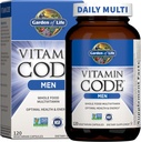 Jardín de la Vida Código de vitaminas Alimento completo multivitamínico para hombres - 120 cápsulas, vitaminas para hombres, frutas &amp; verduras mezcladas y probióticos para la energía, corazón, salud de próstata, hombres vegetarianos multivitaminas