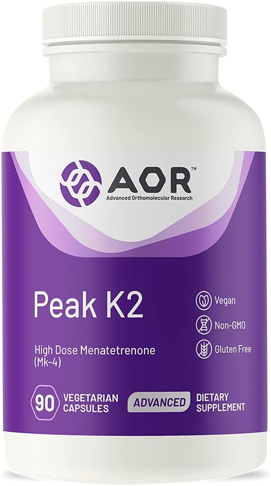 AOR, Peak K2, soporta la salud ósea y cardiovascular y la clonación normal de sangre, suplemento dietético, 90 porciones (90 cápsulas)