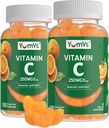 YumVs Vitamina C Gummies para Adultos - 250 mg Orange Flavored Vitamin C Gummy - Vitamina C Gummies de Inmunes Chewable para Adultos - Suplemento de Apoyo Inmunitario - Kosher, Halal, Gluten Gratis (200 Conde), 2 Pack
