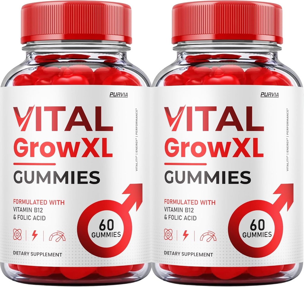 (2 Pack) Vital Grow XL Gummies - Fórmula Oficial - Vial Grow XL Advanced Strength Fórmula, Vital Grow XL Reseñas, Total Health Support 1000mg Maximum Strength Wellness Suplemento (120 Gummies)