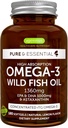 Igennus Ultra Pure Omega 3 Triglyceride rTG Wild Fish Oil 1360mg, IFOS Certified, EPA DHA 1000mg Plus Astaxanthin, Non-GMO, for Men &amp; Women, 180 Softgels