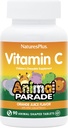 NaturesPlus Animal Parade Vitamina C Niños Chewable - Natural Orange Juice Flavor - 90 Muelles con Forma de Animales, Pack de 4 - Vegan, Vegetariano, Gluten Gratis - 180 Total Servings