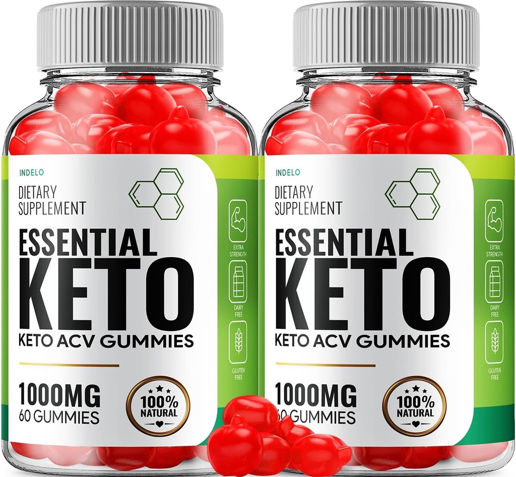 (2 Pack) Esencial Keto ACV Gummies - Advanced Formula Essential Keto + ACV Weight Management Gummies Apple Cider Vinegar Keto Essential Suplemento dietético Opiniones Vitamina B12 B6 (120 Gummies)