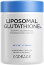Codeage Liposomal Glutathione Supplement - Pure Reduced Setria L-Glutathione, Liposomal Delivery, Phospholipid Complex - Encapsulated Glutathione Powder Pills - Vegan, Non-GMO - 60 cápsulas
