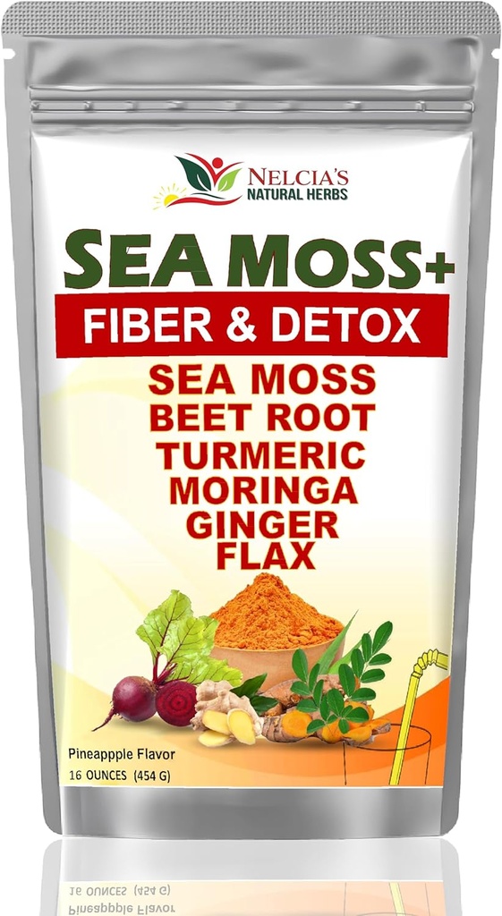 Testil de leche con Moss de Mar y suplemento turmirico Polvo para soporte inmune, Limpieza corporal y desintoxicación Incluye BeetRoot, Moringa, Dandelion, Burdock y semillas Flax latitud 16 onzas (28 porciones)